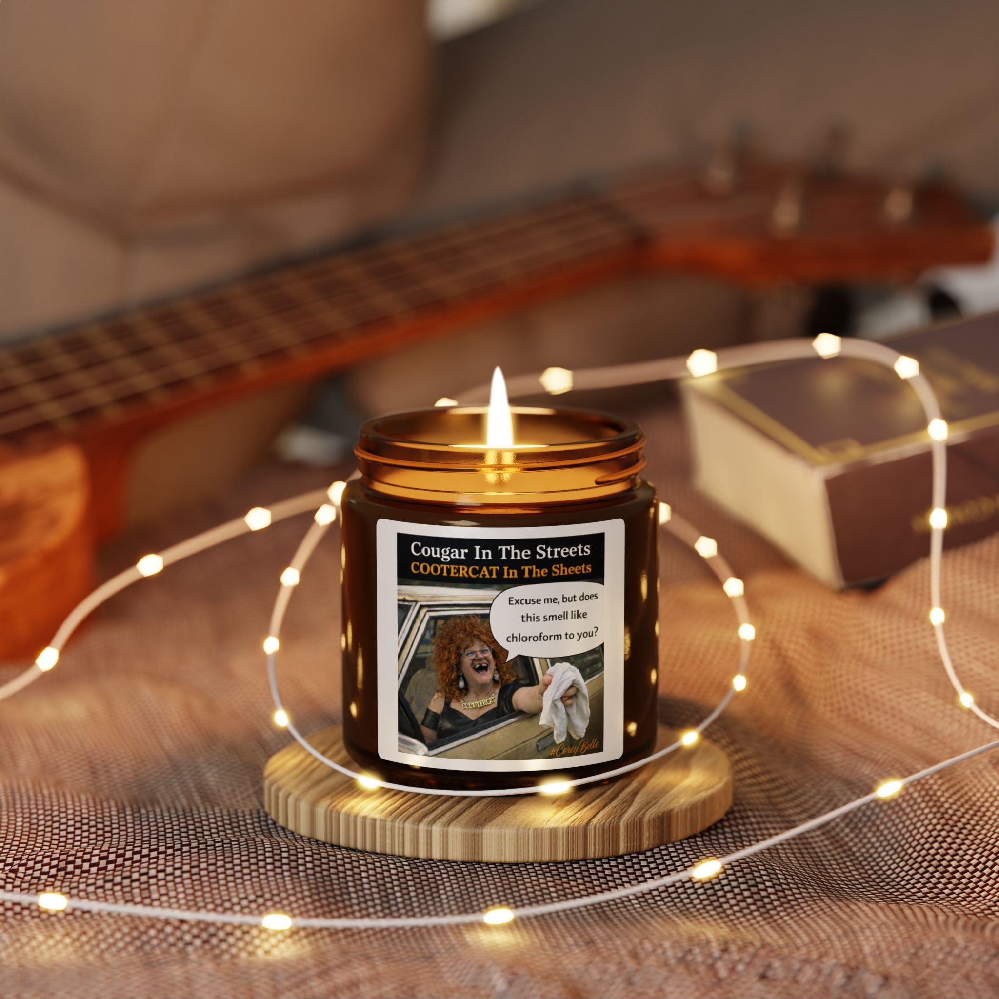 Funny Novelty Candle — "Cougar In The Streets / COOTERCAT In The Sheets" Scented Soy Amber Jar