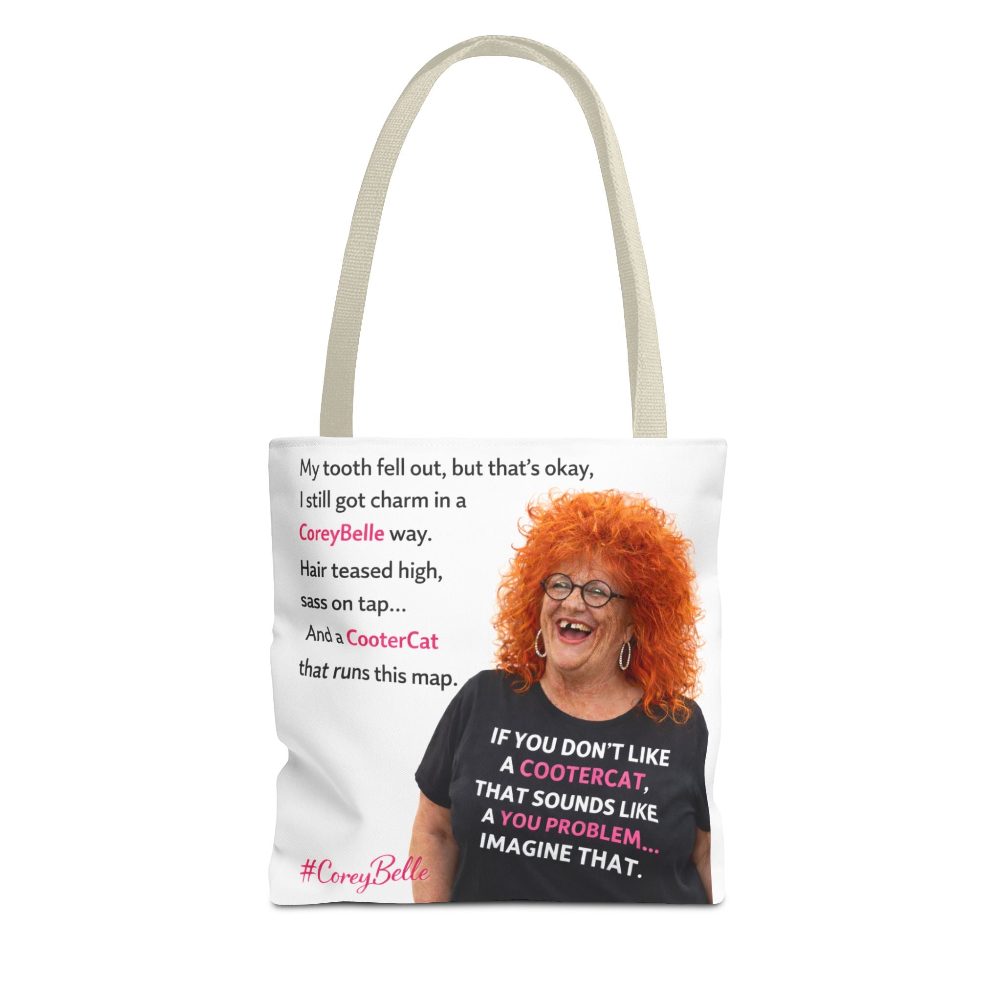 CoreyBelle Tote Bag — Funny Quote All-Over Print Gift Tote